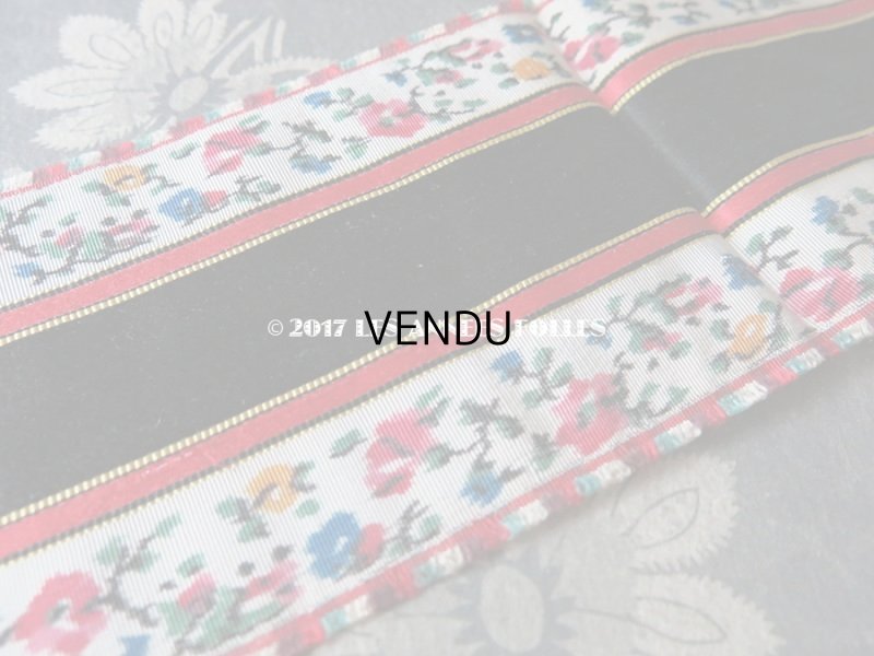 画像4: 19世紀 アンティーク シルク製  ジャガード織 リボン 花模様 1m