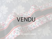 19世紀 アンティーク シルク製  ジャガード織 リボン 花模様 1m