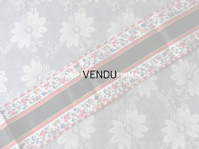 画像3: 19世紀 アンティーク シルク製  ジャガード織 リボン 花模様 1m