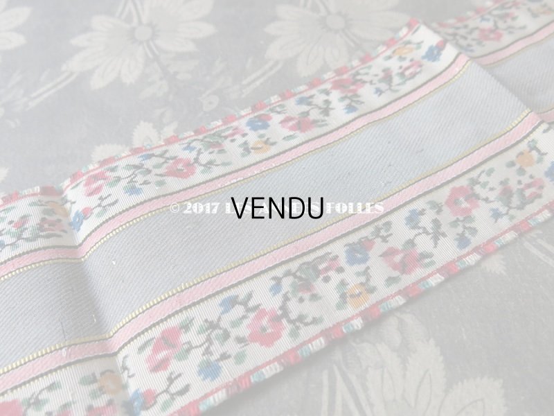 画像6: 19世紀 アンティーク シルク製  ジャガード織 リボン 花模様 1m