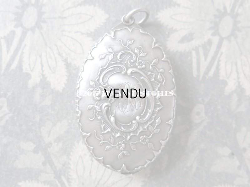 画像3: 1905年 アンティーク シャトレーヌ スライド式 ミラー 薔薇　シルバー製 