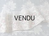 1920年代 アンティーク レース ベージュ ピンクの薔薇刺繍入り 1m