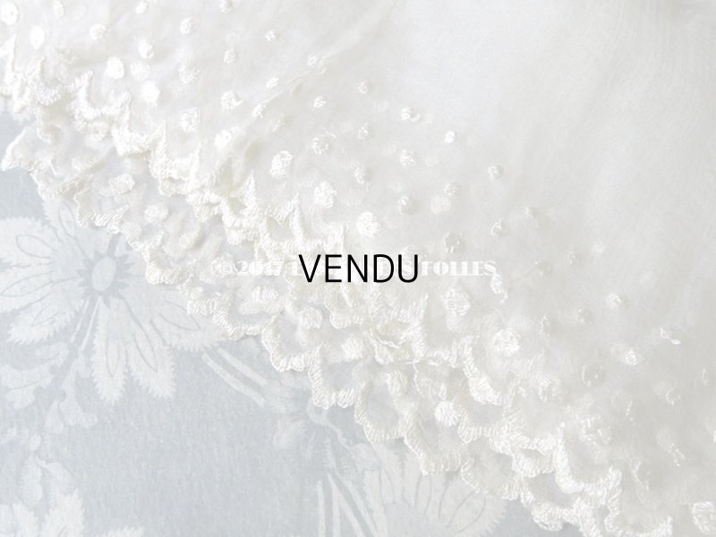 画像3: 19世紀 アンティーク シルク製 オーガンジーのレース 水玉 オフホワイト　2.4m