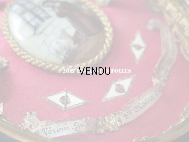 画像7: 19世紀 アンティーク ルリケール 聖遺物のガラスドーム 木製フレーム シーリングスタンプ