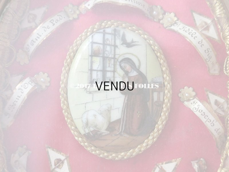 画像4: 19世紀 アンティーク ルリケール 聖遺物のガラスドーム 木製フレーム シーリングスタンプ