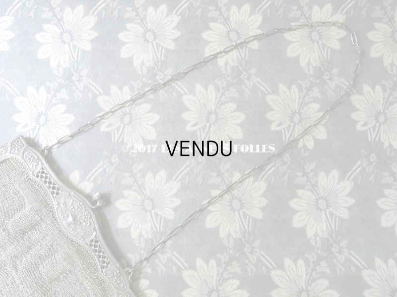 画像3: 1900年代 アンティーク シルバー製 メタルメッシュのバッグ 花かご&薔薇とリボンのガーランド  コインケース付