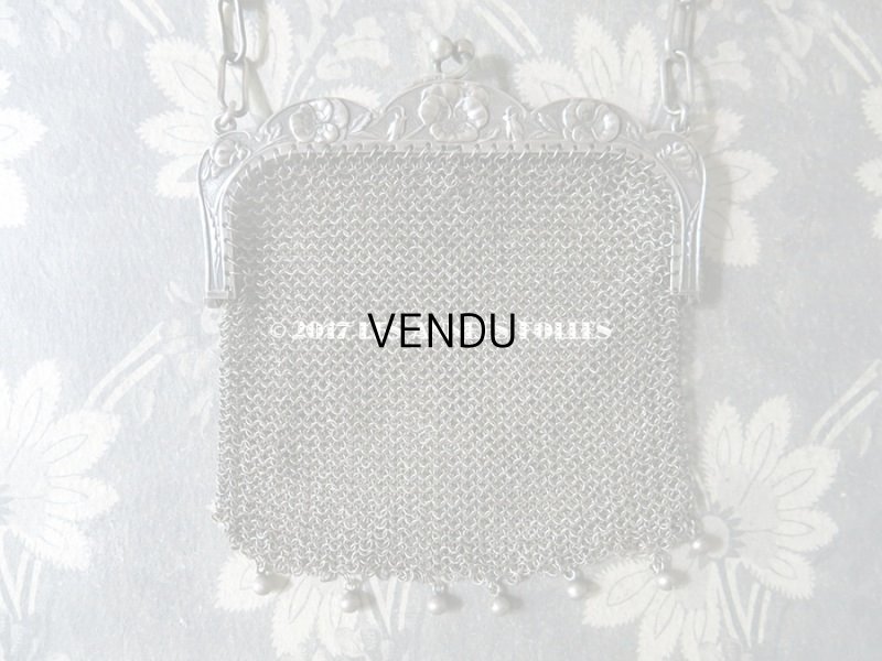 画像3: 1900年代 アンティーク シルバー製 パンジー柄 メタルメッシュの小さなバッグ