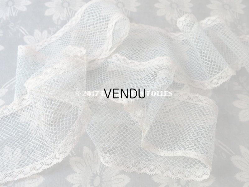 画像4: 1900年代 アンティーク 淡いブルーのチュールレース 