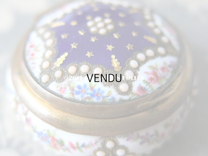 画像6: 19世紀 アンティーク  パールの飾り付 ピルケース 青紫のエナメル&花のガーランド