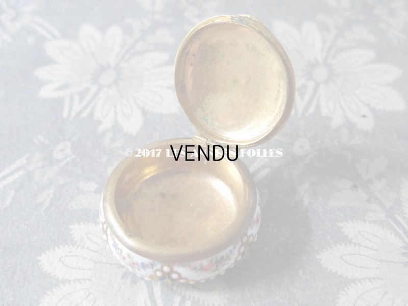 画像5: 19世紀 アンティーク  パールの飾り付 ピルケース 青紫のエナメル&花のガーランド