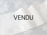 19世紀末 アンティーク シルク製リボン 薔薇模様 オフホワイト 