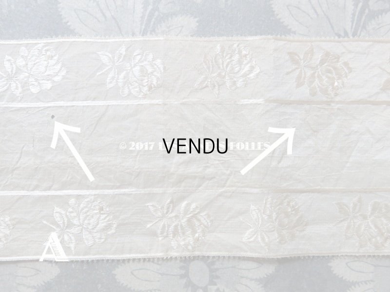 画像6: 19世紀末 アンティーク シルク製リボン 薔薇模様 オフホワイト