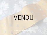 19世紀末 アンティーク シルク製リボン 薔薇のメタル刺繍入り 0.57m 