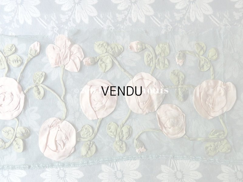 画像9: 19世紀末 アンティーク ドレス用 幅広 レース 薔薇のリボン刺繍  1.75m 幅17〜20cm