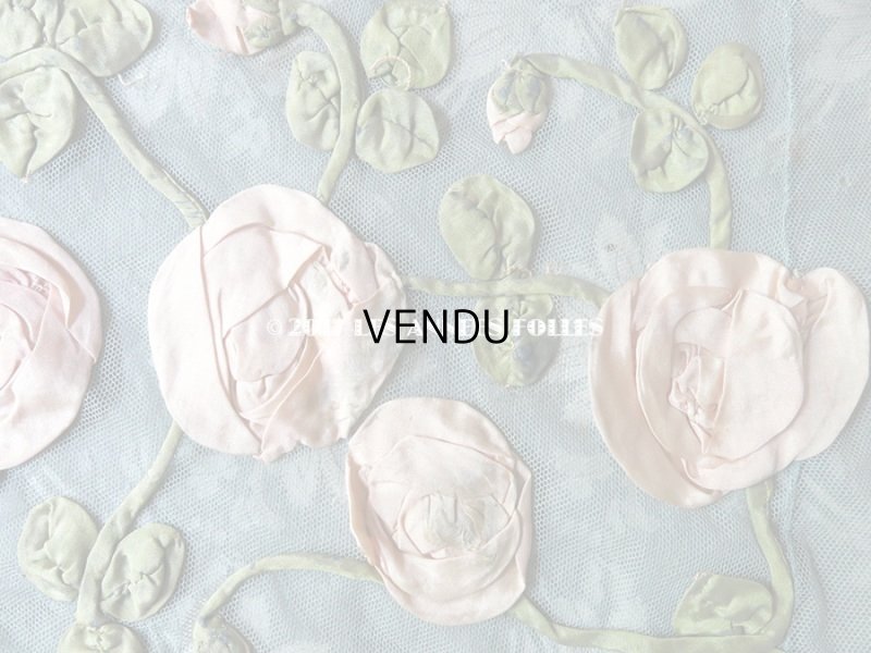 画像12: 19世紀末 アンティーク ドレス用 幅広 レース 薔薇のリボン刺繍  1.75m 幅17〜20cm