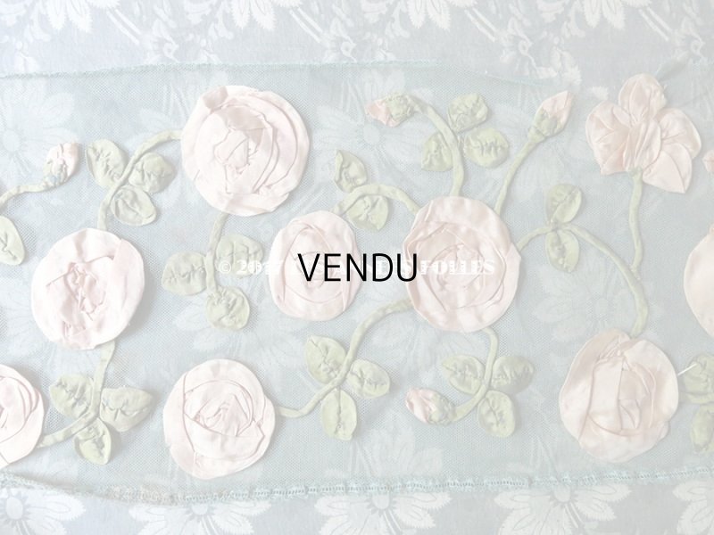 画像8: 19世紀末 アンティーク ドレス用 幅広 レース 薔薇のリボン刺繍  1.75m 幅17〜20cm