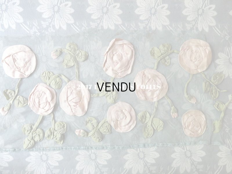 画像10: 19世紀末 アンティーク ドレス用 幅広 レース 薔薇のリボン刺繍  1.75m 幅17〜20cm