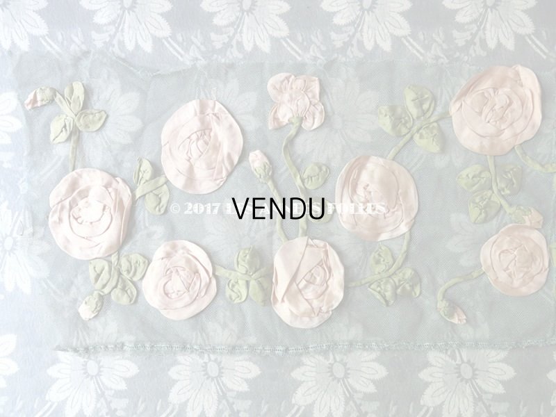 画像5: 19世紀末 アンティーク ドレス用 幅広 レース 薔薇のリボン刺繍  1.75m 幅17〜20cm
