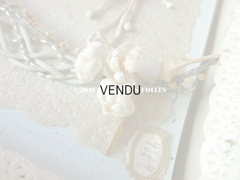 画像10: 未使用 1920年代 箱入り アンティーク 薔薇のワックスフラワーのヘッドリース & ブローチ2点のセット ウェディング 結婚式 ティアラ 20