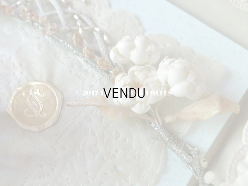 画像6: 未使用 1920年代 箱入り アンティーク 薔薇のワックスフラワーのヘッドリース & ブローチ2点のセット ウェディング 結婚式 ティアラ 20