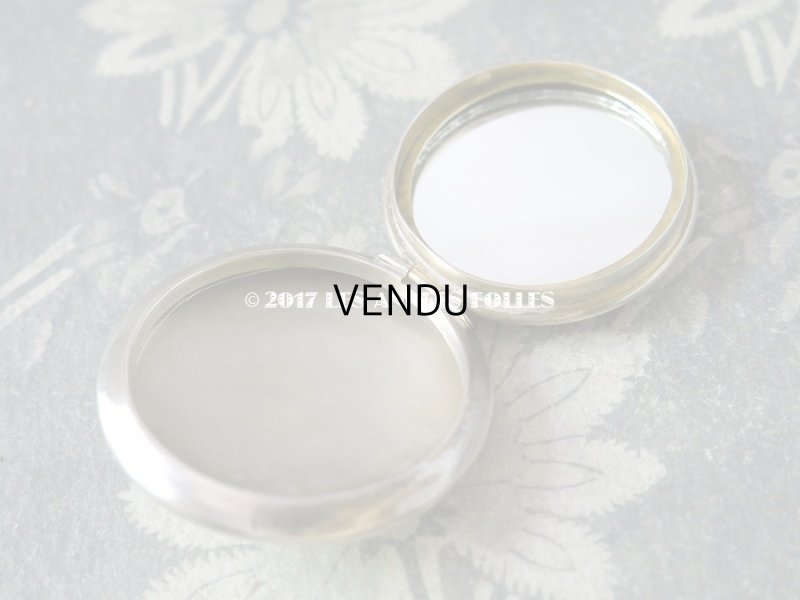 画像4: アンティーク シルバー製 パウダーケース リボンと薔薇のガーランド モノグラム