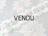 19世紀 アンティーク シルク製 スカラップリボン 薔薇の刺繍入り 0.6m 
