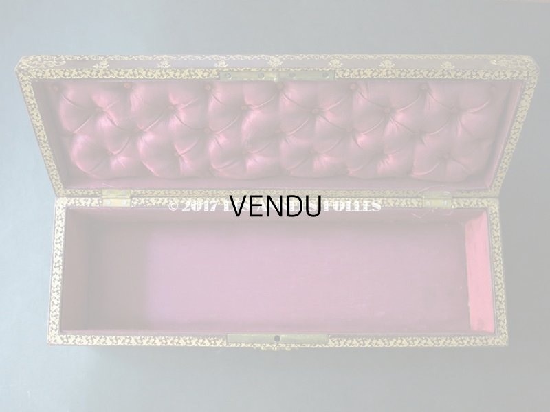 画像9: 19世紀 アンティーク 本革 天使＆薔薇模様 グローブボックス  