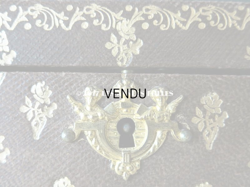 画像7: 19世紀 アンティーク 本革 天使＆薔薇模様 グローブボックス  