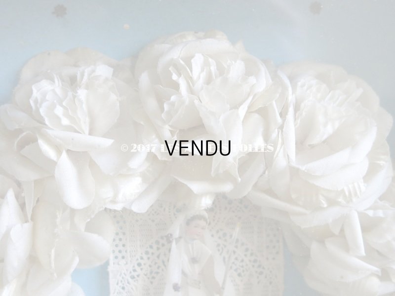 画像4: 19世紀 アンティーク ガラスのフレーム入り コミュニオンの薔薇のヘッドリース