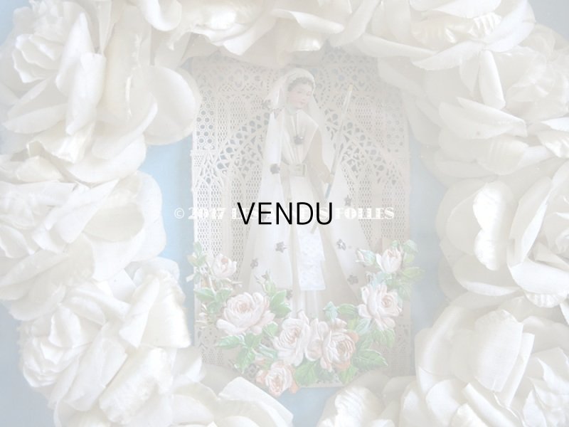 画像3: 19世紀 アンティーク ガラスのフレーム入り コミュニオンの薔薇のヘッドリース