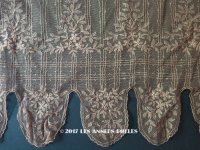 1910年代 アンティーク  花模様の刺繍入り チュールレース 胡桃色