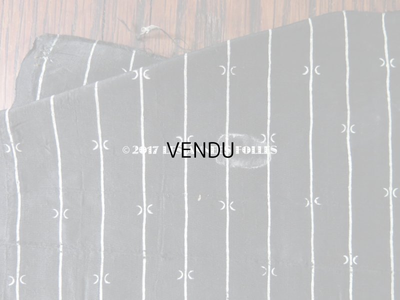 画像7: 19世紀 アンティーク シルク製 ファブリック モノトーン 墨黒 110×50cm