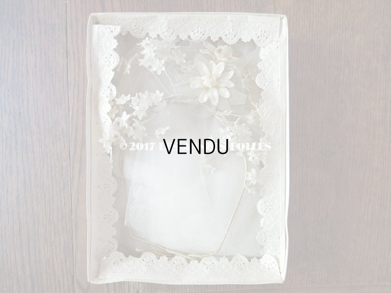 画像8: 1940年代 箱入り アンティーク ワックスフラワーのヘッドリース ヴェール付 ウェディング 結婚式 ティアラ