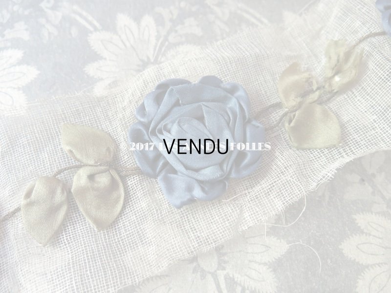 画像5: アンティーク ロココ調  薔薇のモチーフ スモーキーブルー