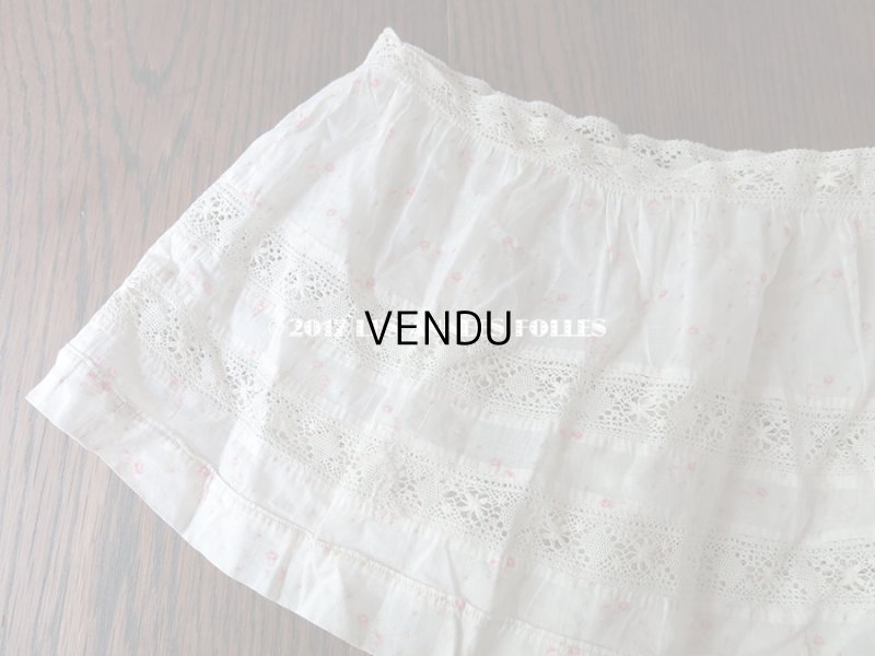 画像7: 1900年代 アンティーク  ドレスの裾 ピンク色の小さな薔薇模様