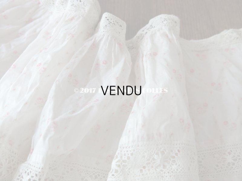 画像5: 1900年代 アンティーク  ドレスの裾 ピンク色の小さな薔薇模様