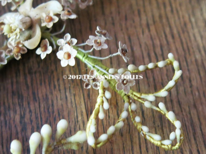 画像9: 19世紀末 アンティーク ワックスフラワーのブーケ クロス型