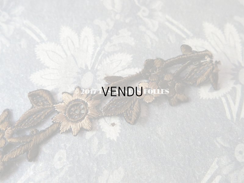 画像5: 19世紀 アンティーク ナポレオン3世時代  シルク製 モチーフ　花＆リーフ ブラウン＆シナモン