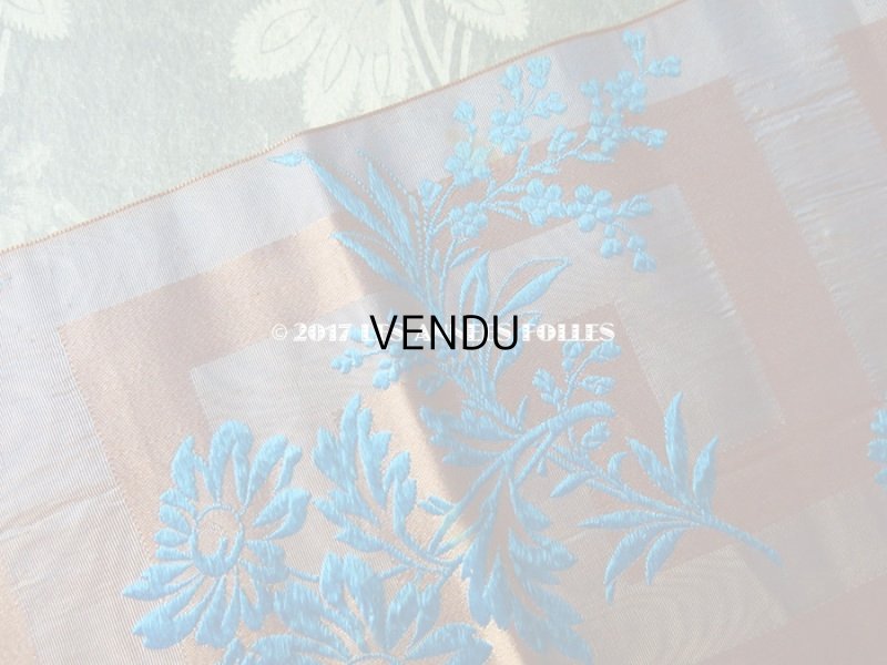 画像3: 19世紀 アンティーク シルク製 リボン ジャガード織 ブルーの花模様 1.25m
