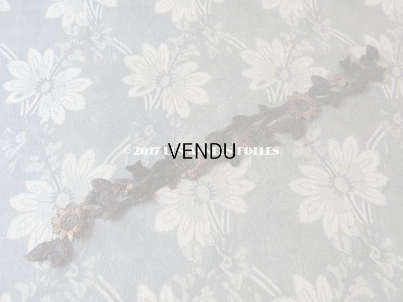 画像6: 19世紀 アンティーク ナポレオン3世時代  シルク製 モチーフ　花＆リーフ ブラウン＆シナモン