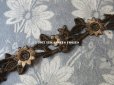 画像4: 19世紀 アンティーク ナポレオン3世時代  シルク製 モチーフ　花＆リーフ ブラウン＆シナモン