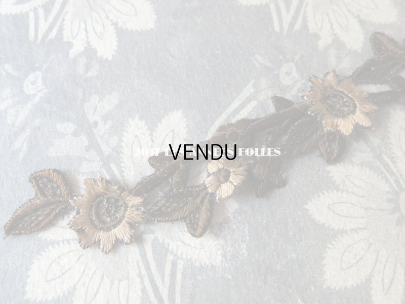 画像3: 19世紀 アンティーク ナポレオン3世時代  シルク製 モチーフ　花＆リーフ ブラウン＆シナモン