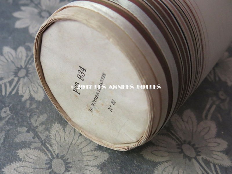 画像5: 1900年代 アンティーク シルク製サテン 幅広 リボン ブラウン&グリーンのストライプ  PON 934 N 80 COLORI 1