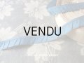 1900年代 アンティーク シルク製 フリルリボン ロココ調 1.3cm幅 サックスブルー スモーキーブルー