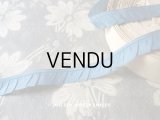 1900年代 アンティーク シルク製 フリルリボン ロココ調 1.3cm幅 サックスブルー スモーキーブルー