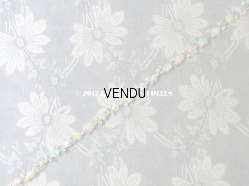 画像4: 1900年代 アンティーク シルク製オーガンジー 4色の薔薇のロココトリム