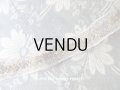 1900年代 アンティーク 金糸使い＆紫の花模様　オフホワイトのレース 147cm
