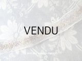 1900年代 アンティーク 金糸使い＆紫の花模様　オフホワイトのレース 147cm