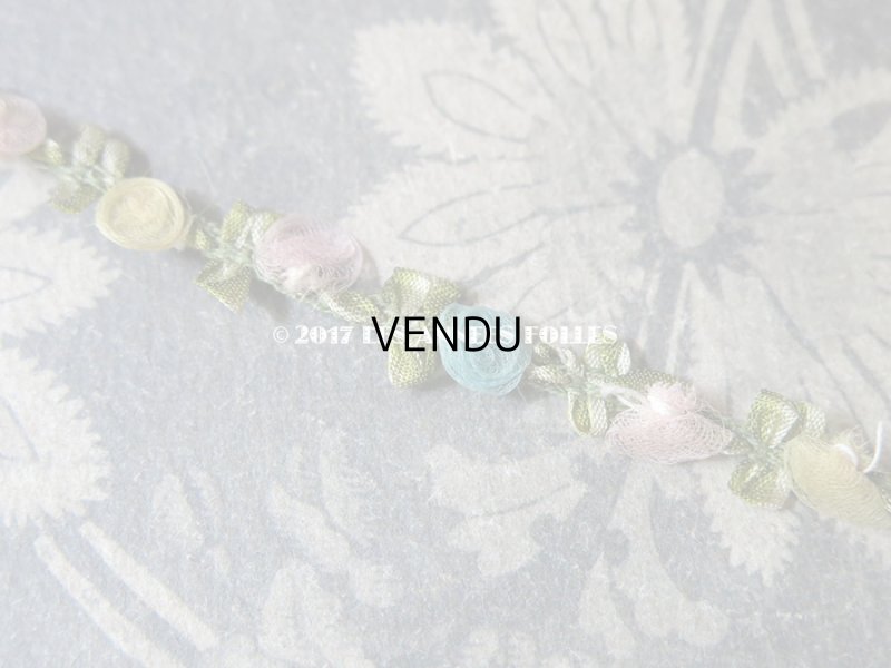 画像6: 1900年代 アンティーク シルク製オーガンジー 4色の薔薇のロココトリム