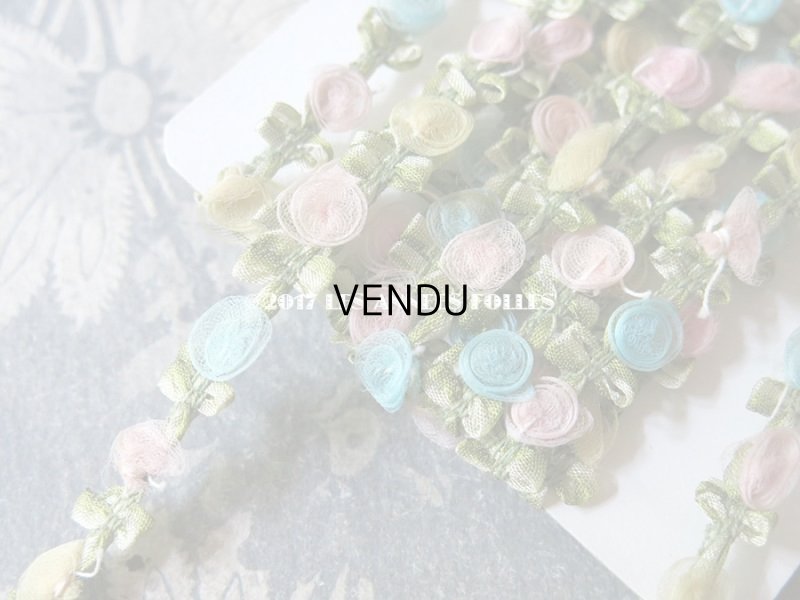 画像5: 1900年代 アンティーク シルク製オーガンジー 4色の薔薇のロココトリム